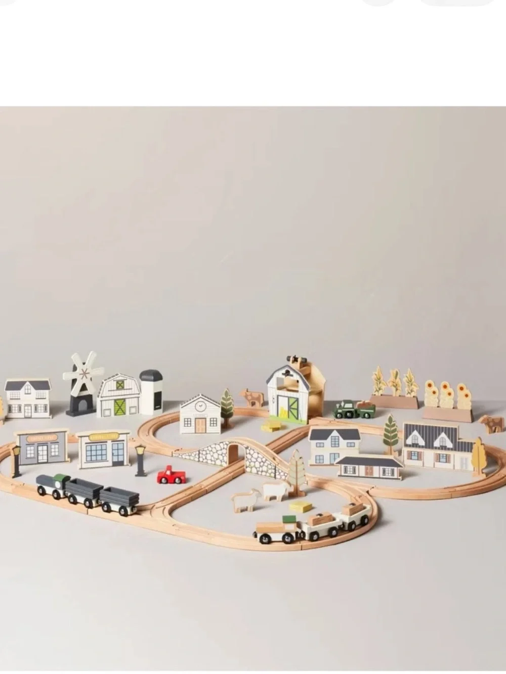 NWT Hearth & Hand 84 Piece Wooden Train Set Town Playset - Picture 2 of 7